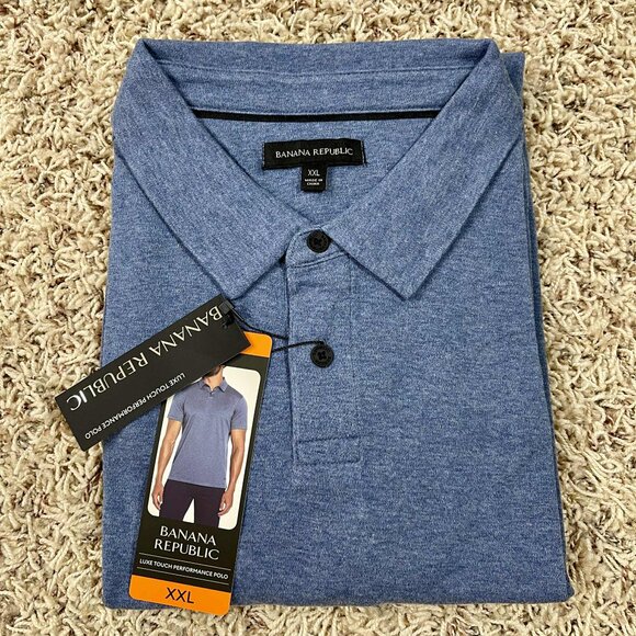 Banana Republic Men’s Soft Luxe Cotton Performance Polo Shirt Blue, Size XXL - Picture 1 of 15